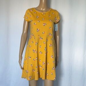Cat & Jack Mustard Floral Dress‎ Girls Yellow Size XL 14/16